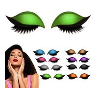 Lazy Eye Shadow Eyelash Patch - Lazy Eyelash Stickers with False Lashes & Shadow, Waterproof & Proof & Reusable for All Eye,1 Second Quick Makeup Application-You Can Have a 3D Electric Eye's (Green)