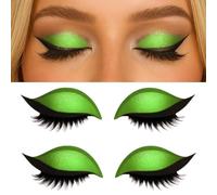 Lazy Eye Shadow Eyelash Patch，Lazy Eyeshadow Wimpernpatch，Eyelash and Eyeshadow Stickers,Colorful Eye Shadow and Lash Stickers，Natural Eyes Fake Lashes for Women's Make Up (2PCS Green)