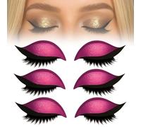 Lazy Eye Shadow Eyelash Patch, Repairig Eyeshadow Eyelashes Makeup Stickers, 2-in-1 Reusable Eyeshadow & Eyelash Makeup Stickers, Natural Eye Fake Lashes Waterproof, Long-Lasting (Pink)