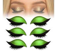 Lazy Eye Shadow Eyelash Patch, Repairig Eyeshadow Eyelashes Makeup Stickers, 2-in-1 Reusable Eyeshadow & Eyelash Makeup Stickers, Natural Eye Fake Lashes Waterproof, Long-Lasting (Green)