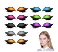 Lazy Eye Shadow Eyelash Patch, Reusable Fast Eyeshadow Eyelash Stickers, 3-in-1 Self-Adhesive Eye Makeup Stickers with False Lashes, Shadow, Eyeliner, for Party, Prom (8 Pair)