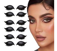 Lazy Eye Shadow Eyelash Patch - Stickers Maquillage Yeux 3-en-1 Réutilisables avec Faux Cils, Eyeliner et Fard Doré - Autocollants Sans Colle pour Toutes Formes d'Yeux