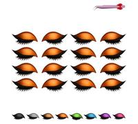 Lazy Eye Shadow Eyelash Patch, Superloveyou Self-Adhesive Eyeshadow and Lash Sticker, Reusable 3D Integrated Makeup Eyeshadow, Flexible Trimming, Waterproof and Sweat-Proof for All Eyeshapes(Orange-8p