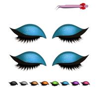 Lazy Eye Shadow Eyelash Patch, Superloveyou Self-Adhesive Eyeshadow and Lash Sticker, Reusable 3D Integrated Makeup Eyeshadow, Flexible Trimming, Waterproof and Sweat-Proof for All Eyeshapes(Blue-2pcs