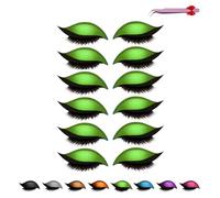 Lazy Eye Shadow Eyelash Patch, Superloveyou Self-Adhesive Eyeshadow and Lash Sticker, Reusable 3D Integrated Makeup Eyeshadow, Flexible Trimming, Waterproof and Sweat-Proof for All Eyeshapes(Green-6pc