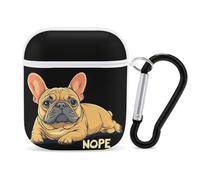 Lazy French Bulldog Headphone & Earphone Cases Compatible with Airpod 1&2 Scratch-Resistant PC Protective Cover with Keychain White-style