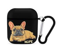 Lazy French Bulldog Headphone & Earphone Cases Compatible with Airpod 1&2 Scratch-Resistant PC Protective Cover with Keychain Black-style