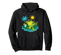 Lazy Frog Relaxing, Cute Summer Graphic Pullover Hoodie