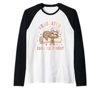 Lazy Girl Sloth Graduate Can I Sleep Now High School College Raglan Baseball Tee