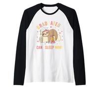 Lazy Girl Sloth Graduate Can I Sleep Now High School College Raglan Baseball Tee