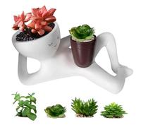 Lazy Guy Planter ResinLazy Little Character Flowerpot Resin Lazy with Drainage Hole Unique Lying Down Figure Succulent Pots for Succulents Cactus Home Garden Decor Gift