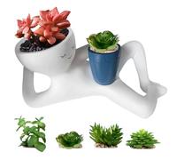 Lazy Guy Planter ResinLazy Little Character Flowerpot Resin Lazy with Drainage Hole Unique Lying Down Figure Succulent Pots for Succulents Cactus Home Garden Decor Gift