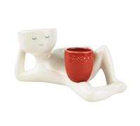Lazy Guy Planter Succulent Plant Pot, Funny Plant Pots, Lazy Little Character Flowerpot, Lying Down Figure Planters Human Shaped Flower Pot Resin Succulent Plant (Red)