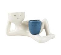 Lazy Guy Planter Succulent Plant Pot, Funny Plant Pots, Lazy Little Character Flowerpot, Lying Down Figure Planters Human Shaped Flower Pot Resin Succulent Plant (Blue)
