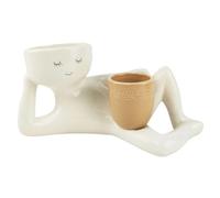 Lazy Guy Planter Succulent Plant Pot, Funny Plant Pots, Lazy Little Character Flowerpot, Lying Down Figure Planters Human Shaped Flower Pot Resin Succulent Plant (Yellow)