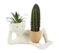 Lazy Guy Planter, Succulent Planters Lying Down Resin Ornaments, Lazy Little Character Flowerpot, Cute Resin Flower Head Planters, Funny Planters for Indoor Plants (A)