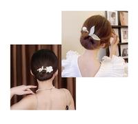 Lazy Hair Curler Bun Maker - Ins Style Elegant Lazy Hair Curler Pin for Women Girls, Magic Hair Bun Maker, Flower Butterfly Sparkling Crystal Hair Curler Band for DIY Hair Styling Accessories