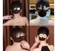 Lazy Hair Curler Bun Maker - Ins Style Elegant Lazy Hair Curler Pin for Women Girls, Magic Hair Bun Maker, Flower Butterfly Sparkling Crystal Hair Curler Band for DIY Hair Styling Accessories