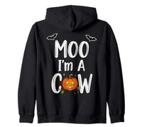 Lazy Halloween Costume Humor Moo I'm A Cow Jack O Lantern Zip Hoodie