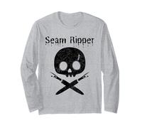 Lazy Halloween Costume Sewing Pirate Skull Seam Ripper Long Sleeve T-Shirt
