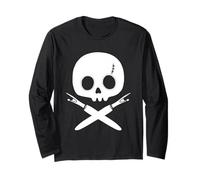 Lazy Halloween Costume Sewing Pirate Skull Seam Ripper Long Sleeve T-Shirt