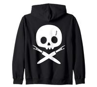 Lazy Halloween Costume Sewing Pirate Skull Seam Ripper Zip Hoodie