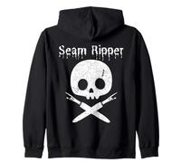 Lazy Halloween Costume Sewing Pirate Skull Seam Ripper Zip Hoodie