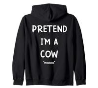 Lazy Halloween Costume Shirt Pretend I'm A Cow Mooo Zip Hoodie