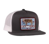 Lazy J Ranch Blue Bull Trap Patch Classic Five Panel Rope Trucker Hat - Adjustable Unisex Country Hats, Vintage Trucker Hat, Grey Whit4e4, One size