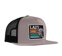 Lazy J Ranch Dusk Sunset Retro Classic Five Panel Trucker Hat - Adjustable Unisex Country Hats, Vintage Trucker Hat, Silver Grey & Black, L