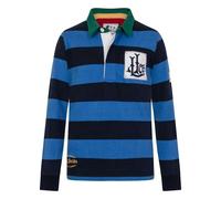 Lazy Jacks Boys Contrast Striped Rugby Shirt - Deep Sea/Black - Deep Sea/Black - 1-2 Years