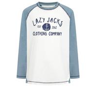 Lazy Jacks Boy's Printed Cotton Long-Sleeved T-Shirt in White | Size: 7-8 Years Lazy Jacks White 7-8 Years