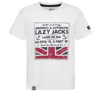 Lazy Jacks Boy's Printed Cotton T-Shirt in White | Size: 7-8 Years Lazy Jacks White 7-8 Years
