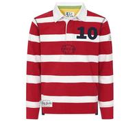 Lazy Jacks Boys Striped Rugby Shirt - Crimson - Crimson - 11-13 Years