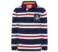 Lazy Jacks Boys Striped Rugby Shirt - Marine - Marine - 5-6 Years