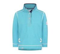 Lazy Jacks Girl's Pique Button Neck Sweatshirt in Aqua | Size: 5-6 Years Lazy Jacks Aqua 5-6 Years