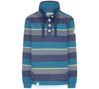 Lazy Jacks Women's Contrast Striped Pique Button Neck Sweatshirt - Teal - 14 UK - Teal - 100% Cotton