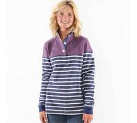Lazy Jacks Women's Striped Button Neck Sweatshirt - Loganberry - 10 UK - Loganberry - 100% Cotton