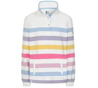 Lazy Jacks Women's Striped Button Neck Sweatshirt - Pastel - 10 UK - Pastel - 100% Cotton