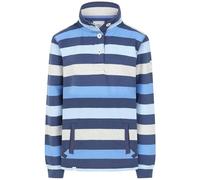 Lazy Jacks Women's Striped Button Neck Sweatshirt - Winter Blues - 12 UK - Winter Blues - 100% Cotton