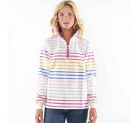 Lazy Jacks Women's Striped Quarter Zip Sweatshirt - Rainbow - S - Rainbow - 100% Cotton