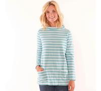 Lazy Jacks Women's Striped Roll Neck Sweatshirt - Ocean - 10 UK - Ocean - 100% Cotton