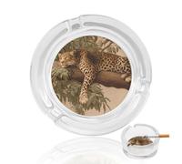 Lazy Leopard Round Glass Ashtray Washable Simple Ash Trays