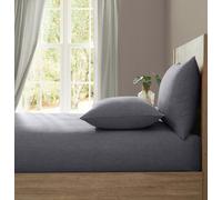 Lazy Linen 'Pure Washed Linen' Fitted Sheet - Charcoal - Double