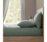 Lazy Linen 'Pure Washed Linen' Fitted Sheet - Green - California king