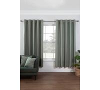 Lazy Linen Pure Washed Linen Lined Eyelet Curtains in Green | Size: 167 cm width x 183 cm drop Lazy Linen Green 167 cm width x 183 cm drop