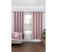 Lazy Linen Pure Washed Linen Lined Eyelet Curtains in Pink | Size: 167 cm width x 183 cm drop Lazy Linen Pink 167 cm width x 183 cm drop