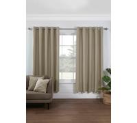 Lazy Linen Pure Washed Linen Lined Eyelet Curtains - Rose Gold - Width 167cm x Drop 182cm - Cream
