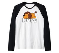 Lazy Lion Nope Not Today Wild Cat Mane Lazybones Laziness Raglan Baseball Tee
