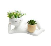 Lazy Little Flower Pot, Human Shaped Flower Pot, Lying down Resin Ornaments, Cactus Head Flower Pot Succulent Planters, Cute Little Character Flowerpot for Indoor or Outdoor Plants